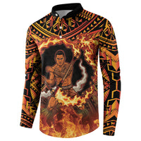 Samoa Siva Afi Dance Fireknife Button Sweatshirt Samoan Tribal Motif Dancing in the Fire