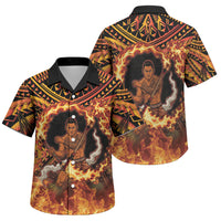 Samoa Siva Afi Dance Fireknife Family Matching Short Sleeve Bodycon Dress and Hawaiian Shirt Samoan Tribal Motif Dancing in the Fire