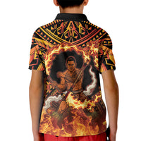 Samoa Siva Afi Dance Fireknife Kid Polo Shirt Samoan Tribal Motif Dancing in the Fire