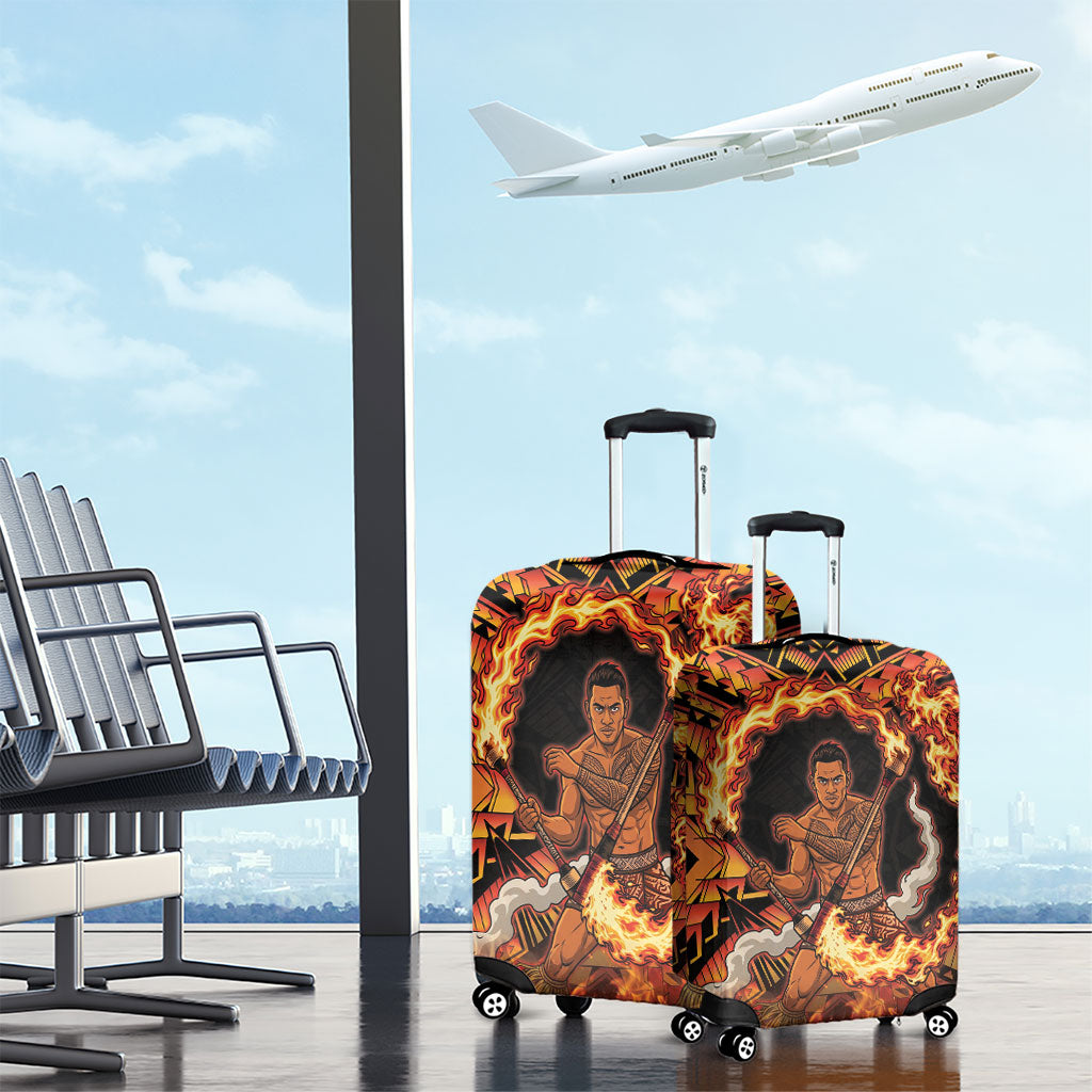 Samoa Siva Afi Dance Fireknife Luggage Cover Samoan Tribal Motif Dancing in the Fire