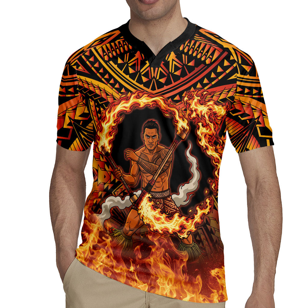 Samoa Siva Afi Dance Fireknife Rugby Jersey Samoan Tribal Motif Dancing in the Fire