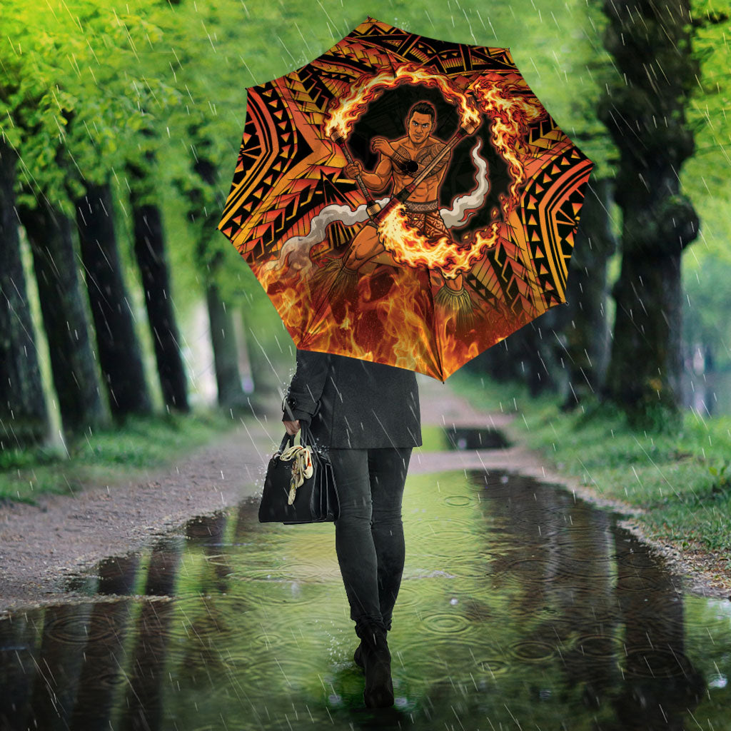 Samoa Siva Afi Dance Fireknife Umbrella Samoan Tribal Motif Dancing in the Fire