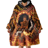 Samoa Siva Afi Dance Fireknife Wearable Blanket Hoodie Samoan Tribal Motif Dancing in the Fire
