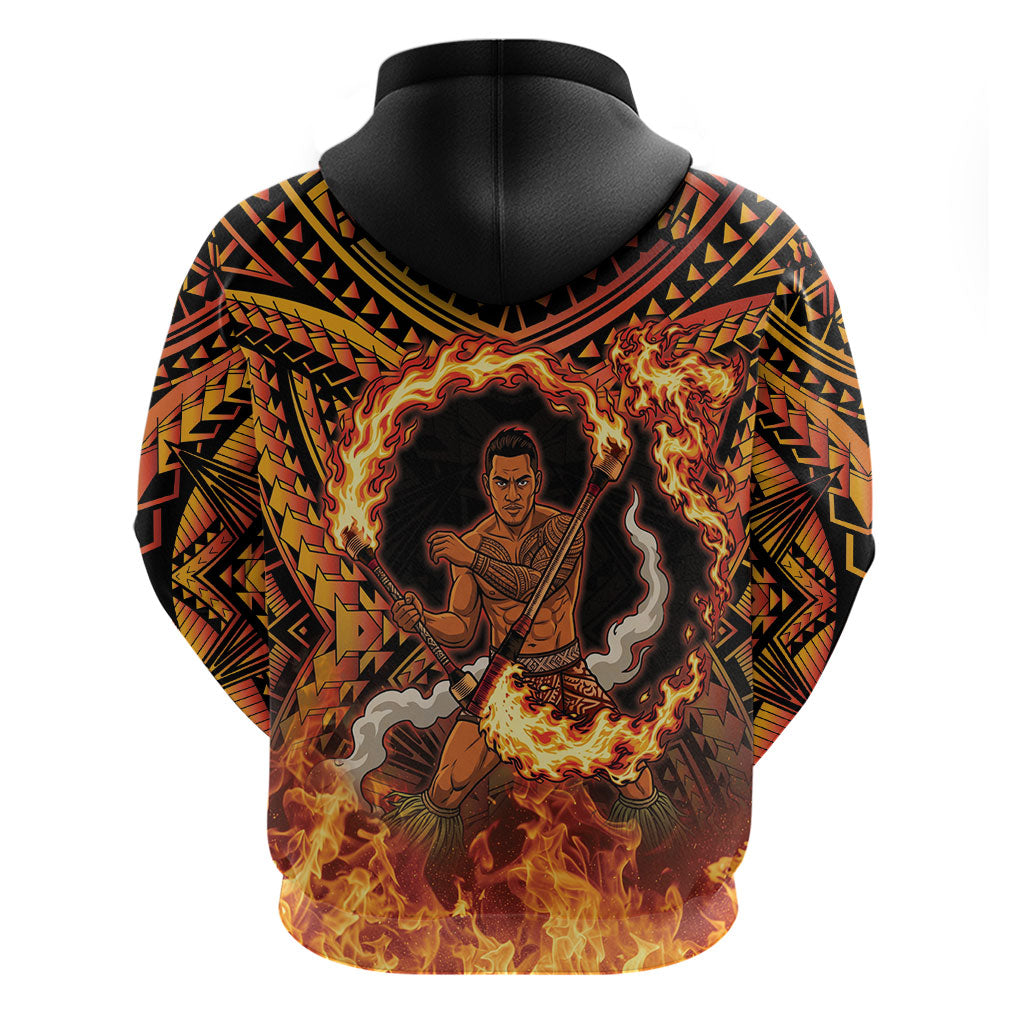 Samoa Siva Afi Dance Fireknife Zip Hoodie Samoan Tribal Motif Dancing in the Fire