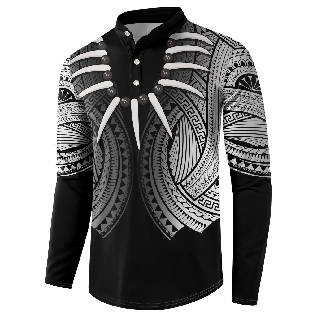 Samoan Ula Nifo Afi Tribal Button Sweatshirt Polynesian Pattern