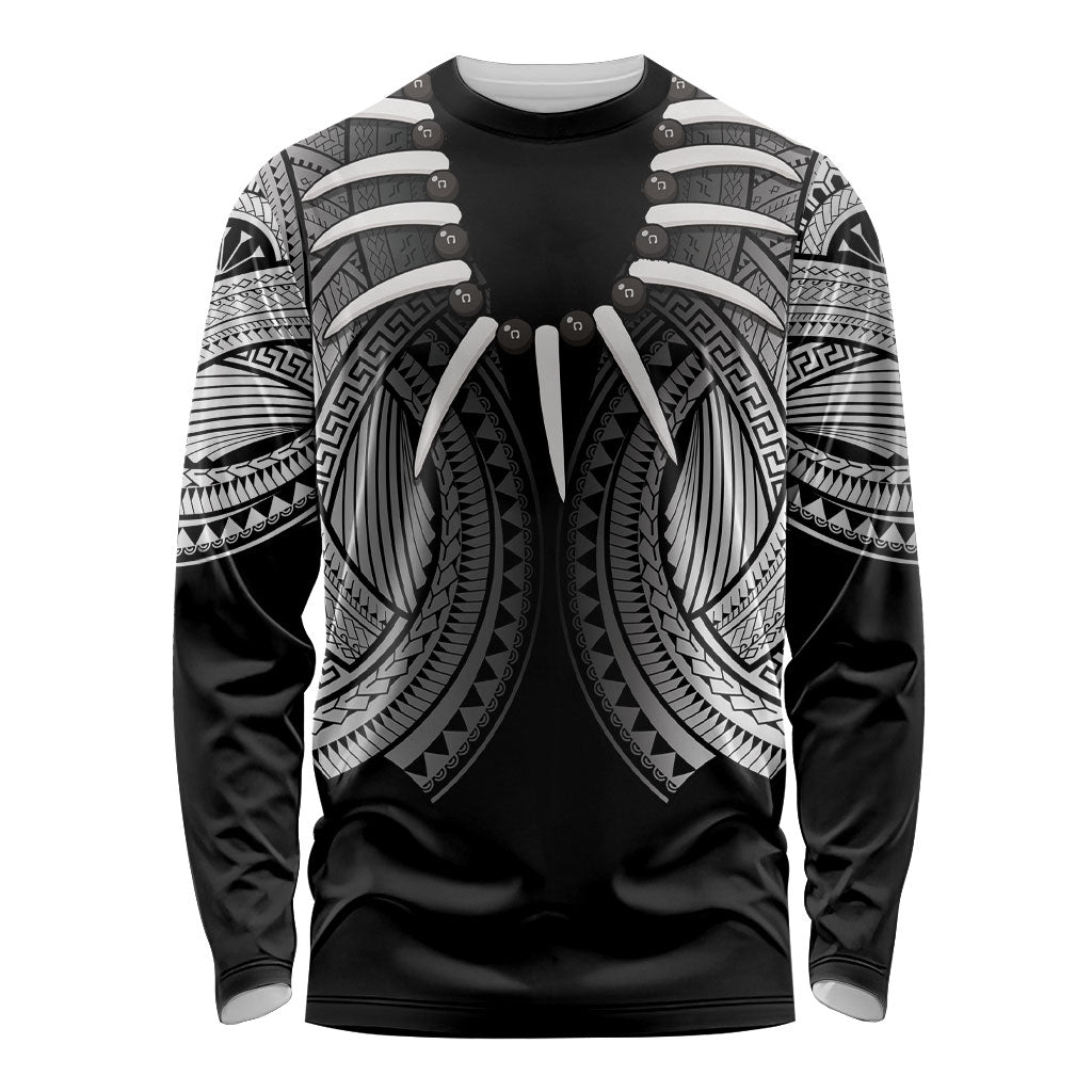 Samoan Ula Nifo Afi Tribal Long Sleeve Shirt Polynesian Pattern