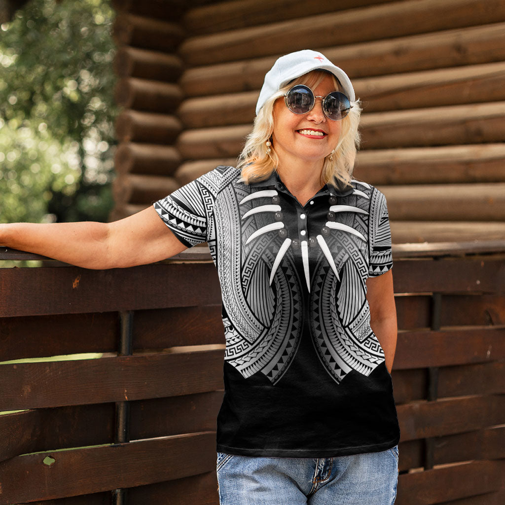Samoan Ula Nifo Afi Tribal Women Polo Shirt Polynesian Pattern