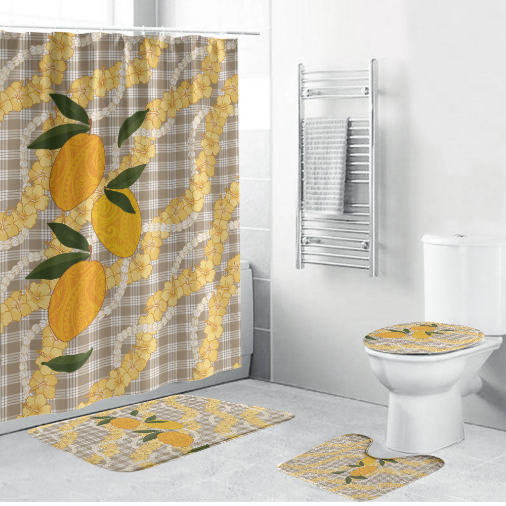 Maku'e Hawaiian Mango Palaka Bathroom Set Aloha Hibiscus Pikake Lei