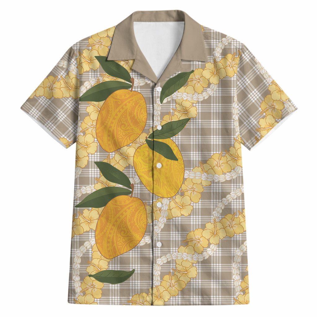 Maku'e Hawaiian Mango Palaka Hawaiian Shirt Aloha Hibiscus Pikake Lei