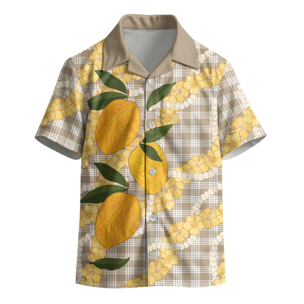Maku'e Hawaiian Mango Palaka Kid Hawaiian Shirt Aloha Hibiscus Pikake Lei LT9 - Polynesian Pride