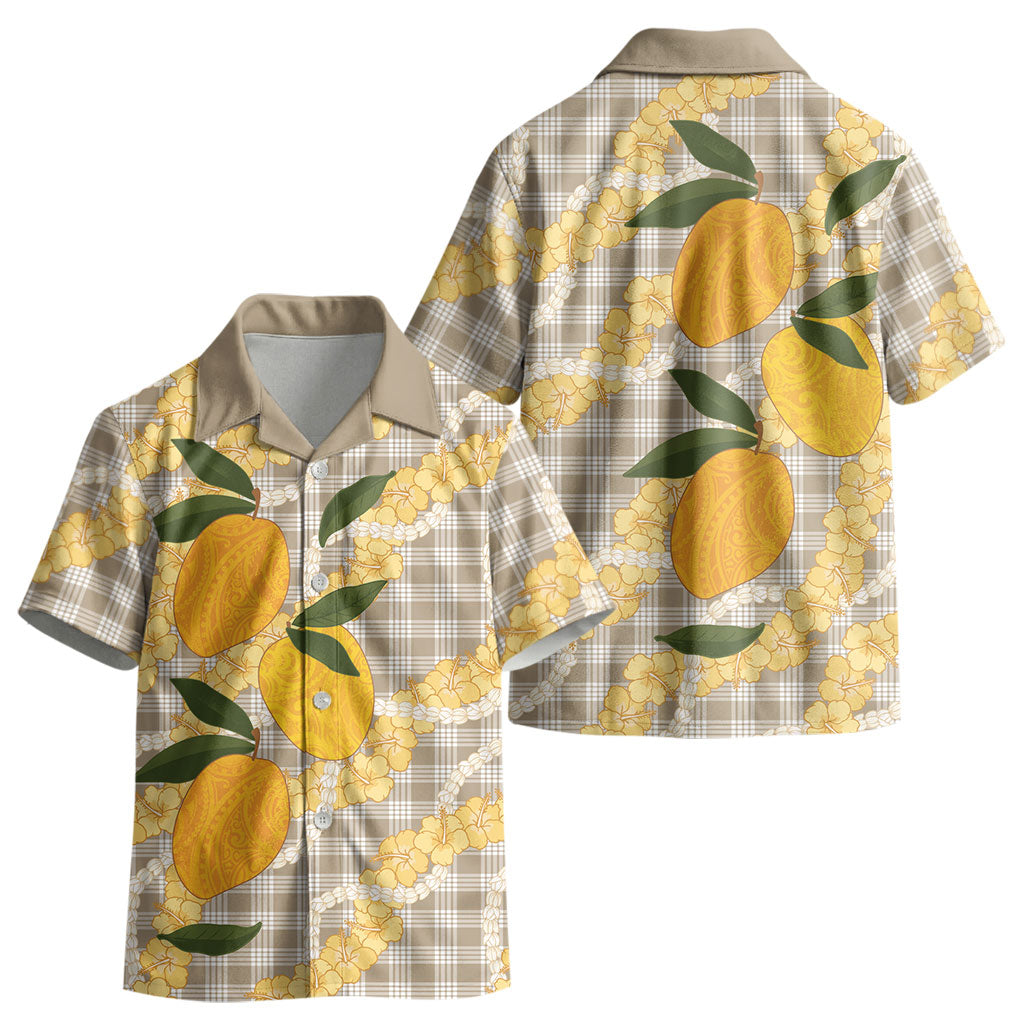 Maku'e Hawaiian Mango Palaka Kid Hawaiian Shirt Aloha Hibiscus Pikake Lei LT9 - Polynesian Pride