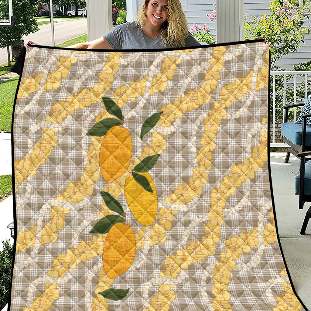 Maku'e Hawaiian Mango Palaka Quilt Aloha Hibiscus Pikake Lei