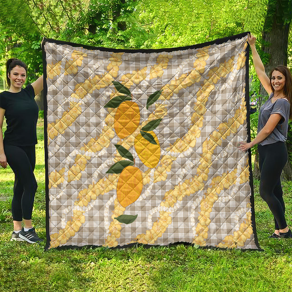 Maku'e Hawaiian Mango Palaka Quilt Aloha Hibiscus Pikake Lei