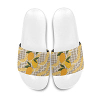Maku'e Hawaiian Mango Palaka Slide Sandals Aloha Hibiscus Pikake Lei