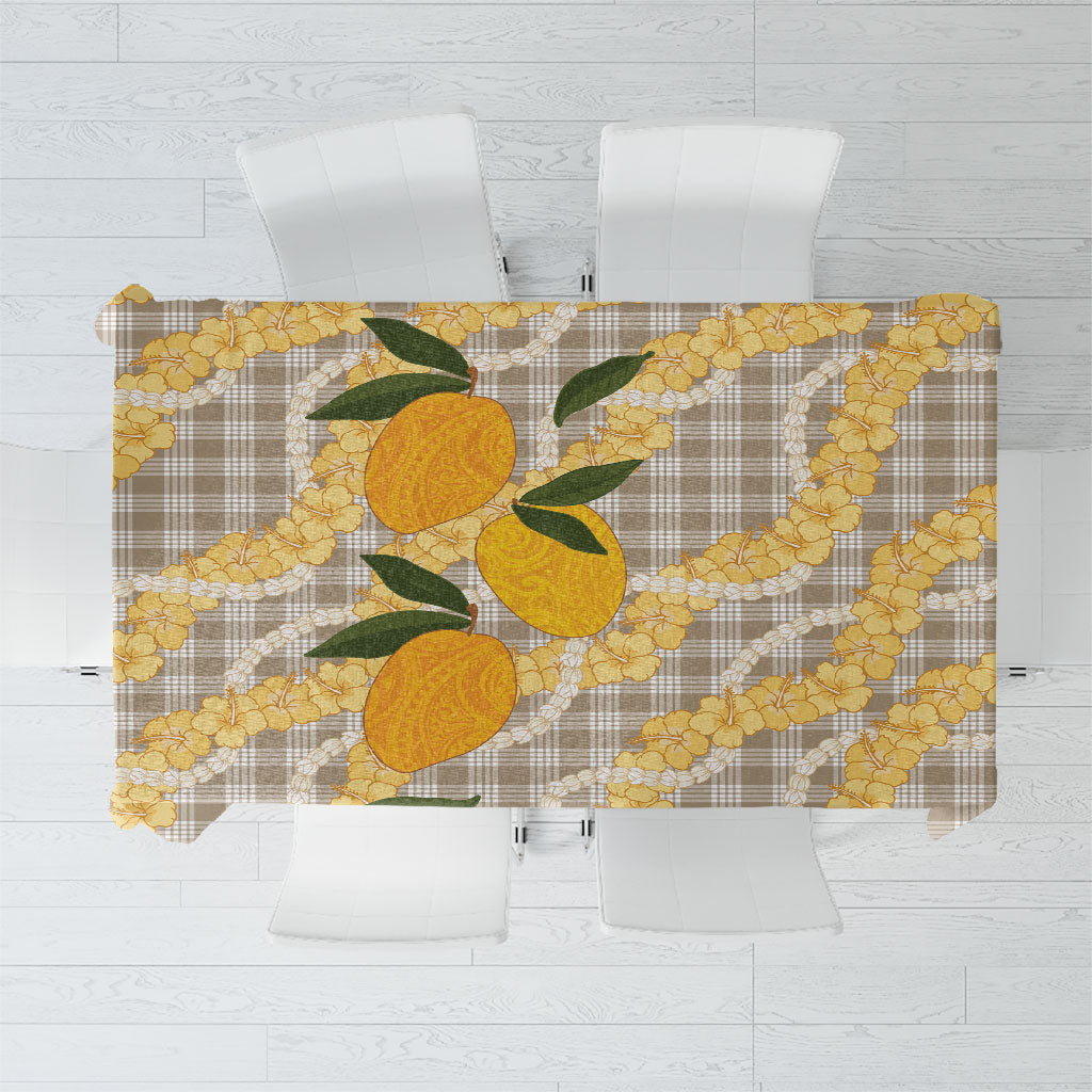 Maku'e Hawaiian Mango Palaka Tablecloth Aloha Hibiscus Pikake Lei