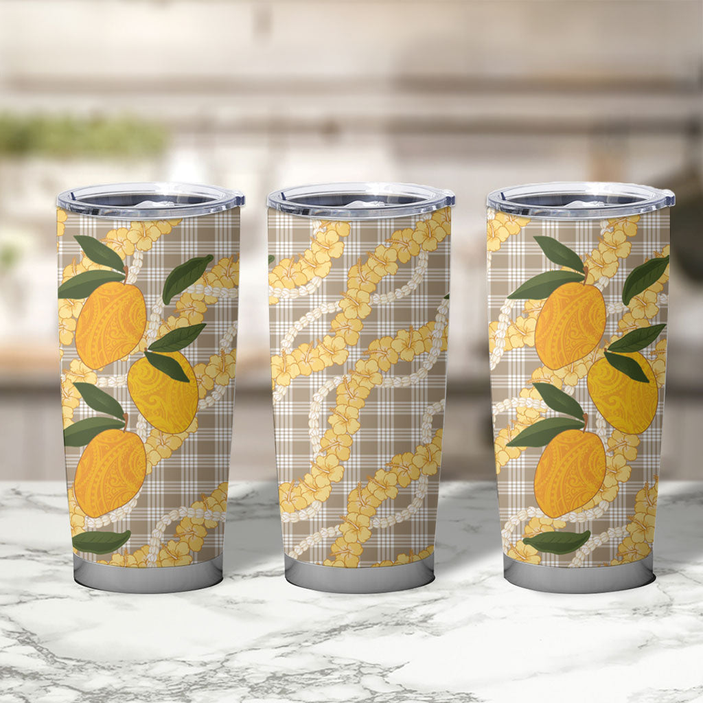 Maku'e Hawaiian Mango Palaka Tumbler Cup Aloha Hibiscus Pikake Lei