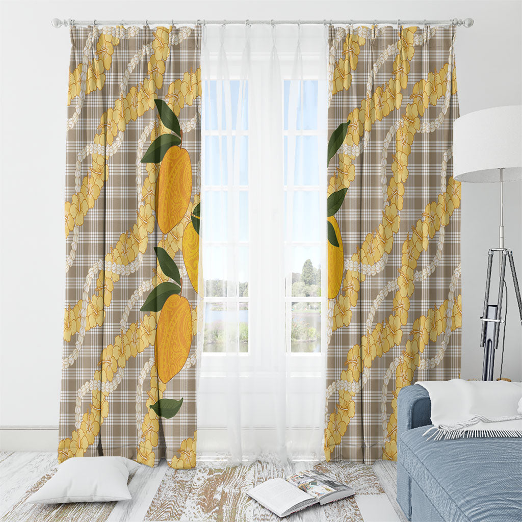 Maku'e Hawaiian Mango Palaka Window Curtain Aloha Hibiscus Pikake Lei