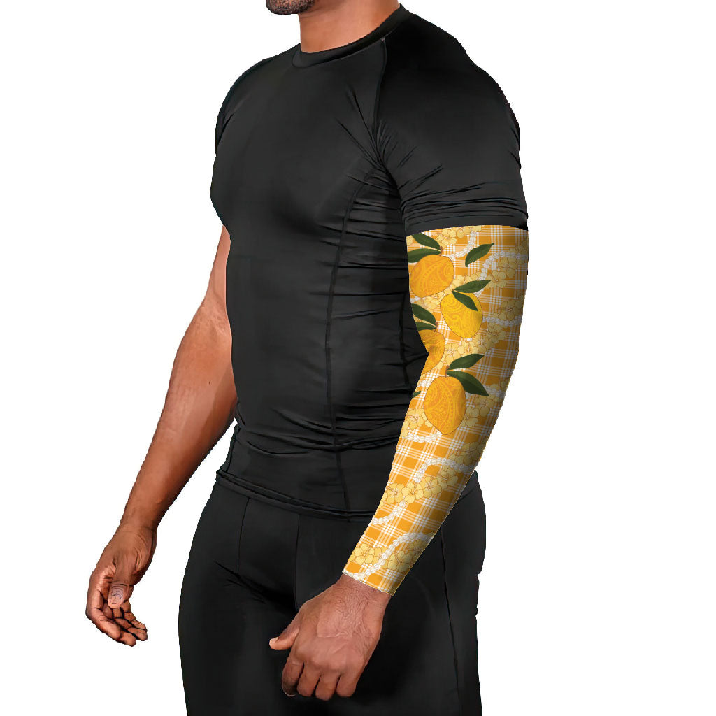 Alani Hawaiian Mango Palaka Arm Sleeves Aloha Hibiscus Pikake Lei