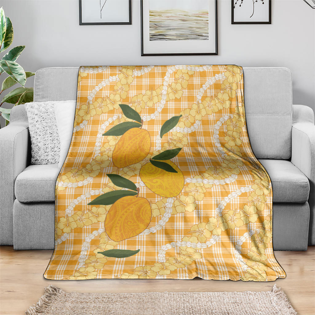 Alani Hawaiian Mango Palaka Blanket Aloha Hibiscus Pikake Lei