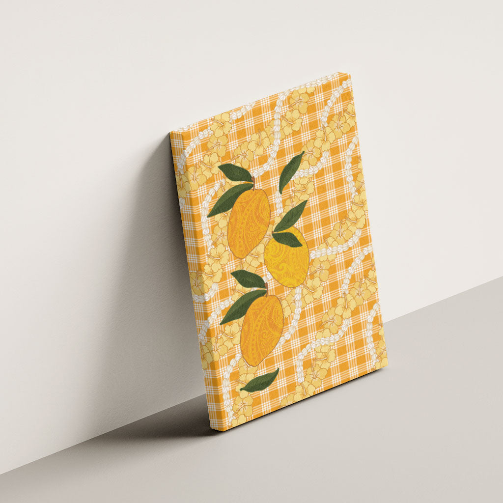 Alani Hawaiian Mango Palaka Canvas Wall Art Aloha Hibiscus Pikake Lei