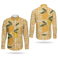 Alani Hawaiian Mango Palaka Couples Matching Off Shoulder Short Dress and Long Sleeve Button Shirt Aloha Hibiscus Pikake Lei