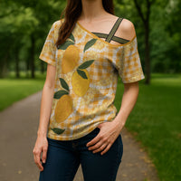 Alani Hawaiian Mango Palaka Cross Shoulder Shirt Aloha Hibiscus Pikake Lei