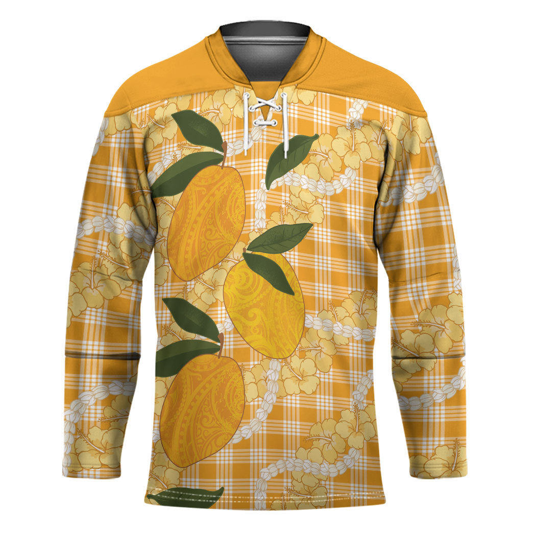 Alani Hawaiian Mango Palaka Hockey Jersey Aloha Hibiscus Pikake Lei