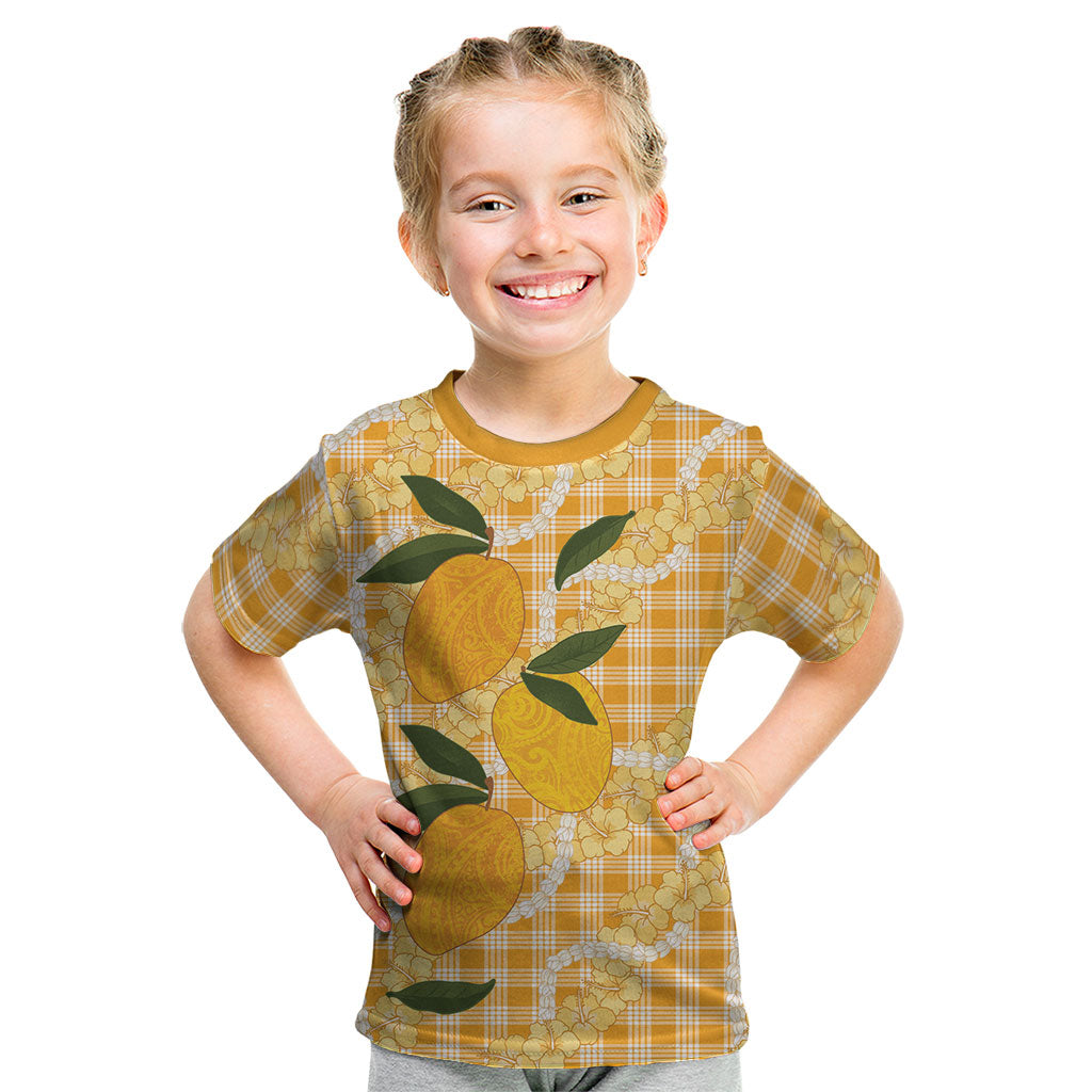Alani Hawaiian Mango Palaka Kid T Shirt Aloha Hibiscus Pikake Lei