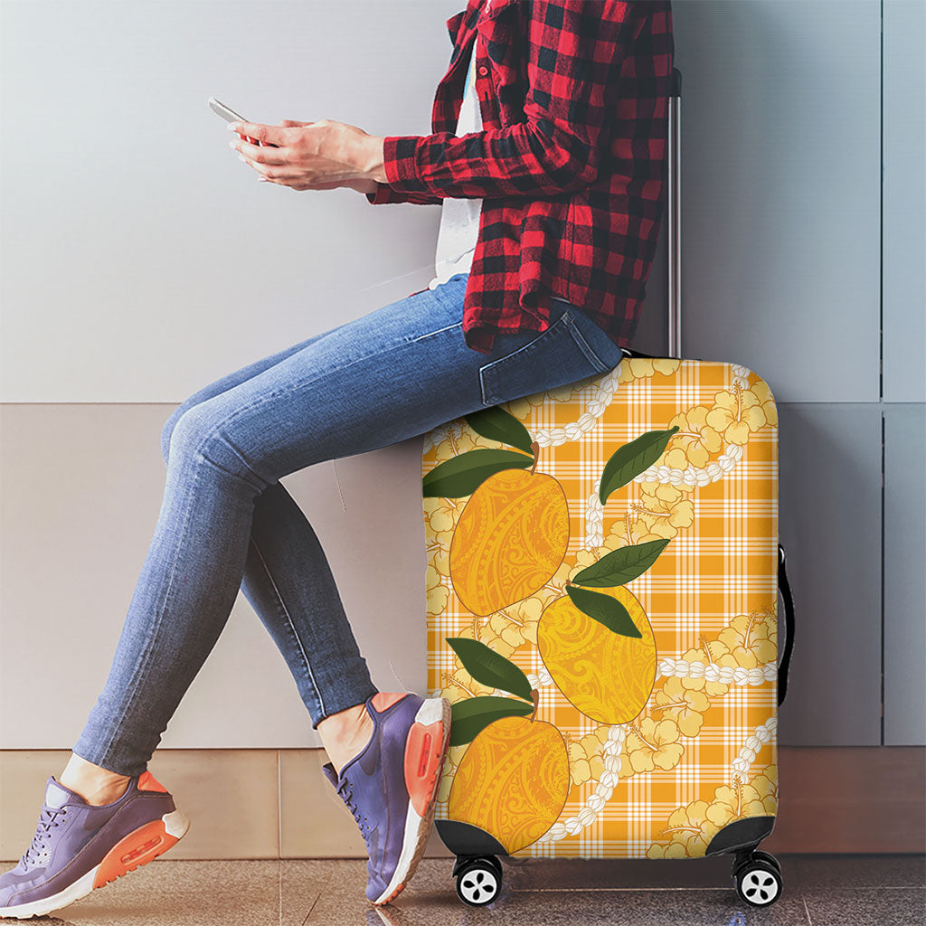 Alani Hawaiian Mango Palaka Luggage Cover Aloha Hibiscus Pikake Lei
