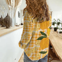 Alani Hawaiian Mango Palaka Women Casual Shirt Aloha Hibiscus Pikake Lei