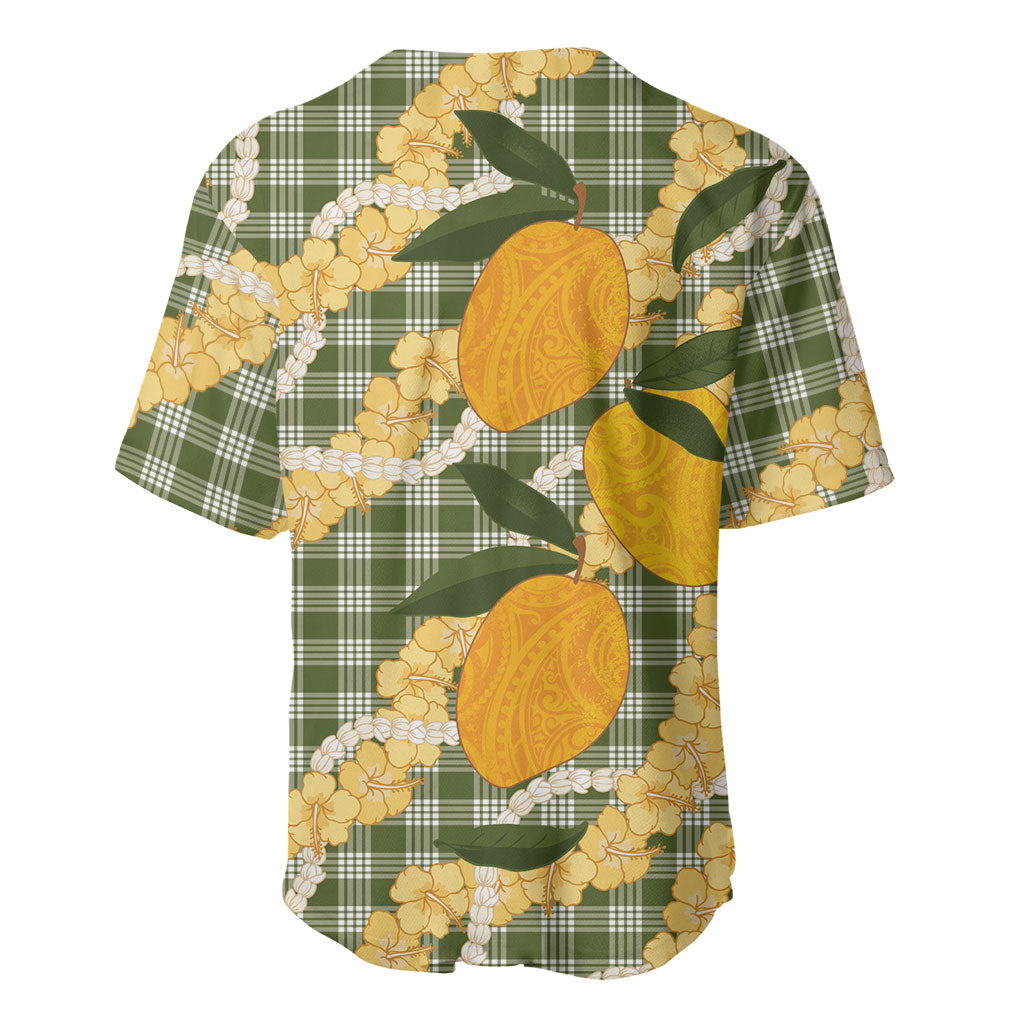 Uliuli Ahiahia Hawaiian Mango Palaka Baseball Jersey Aloha Hibiscus Pikake Lei