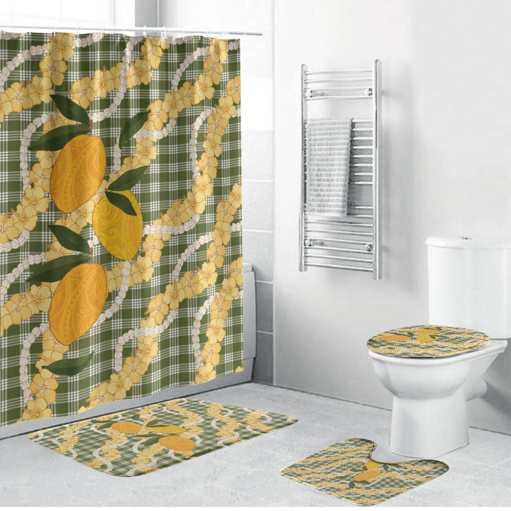 Uliuli Ahiahia Hawaiian Mango Palaka Bathroom Set Aloha Hibiscus Pikake Lei
