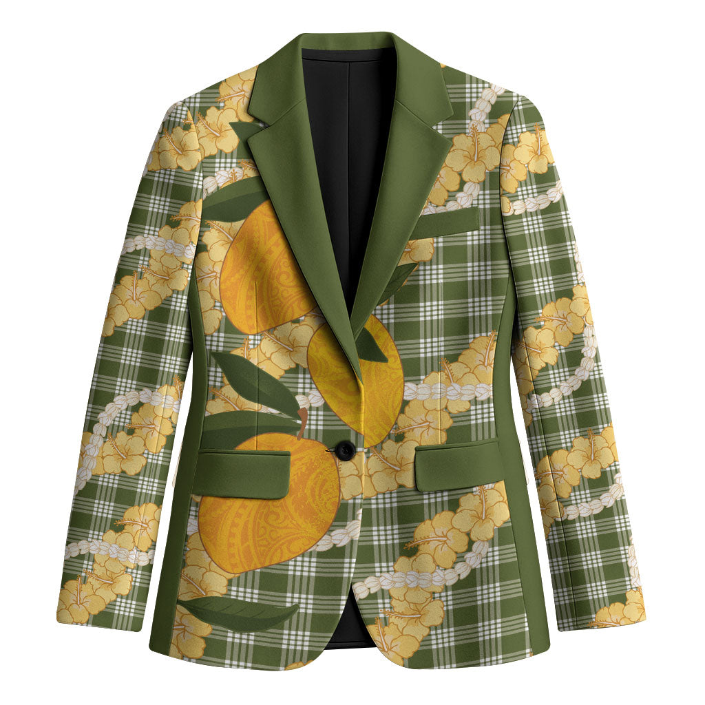 Uliuli Ahiahia Hawaiian Mango Palaka Blazer Aloha Hibiscus Pikake Lei