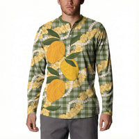 Uliuli Ahiahia Hawaiian Mango Palaka Button Sweatshirt Aloha Hibiscus Pikake Lei