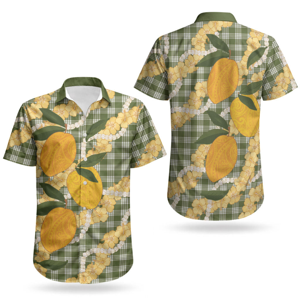 Uliuli Ahiahia Hawaiian Mango Palaka Couples Matching Summer Maxi Dress and Hawaiian Shirt Aloha Hibiscus Pikake Lei