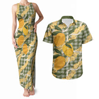 Uliuli Ahiahia Hawaiian Mango Palaka Couples Matching Tank Maxi Dress and Hawaiian Shirt Aloha Hibiscus Pikake Lei