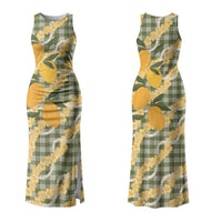 Uliuli Ahiahia Hawaiian Mango Palaka Couples Matching Tank Maxi Dress and Hawaiian Shirt Aloha Hibiscus Pikake Lei