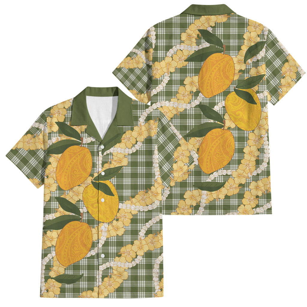 Uliuli Ahiahia Hawaiian Mango Palaka Family Matching Off Shoulder Maxi Dress and Hawaiian Shirt Aloha Hibiscus Pikake Lei