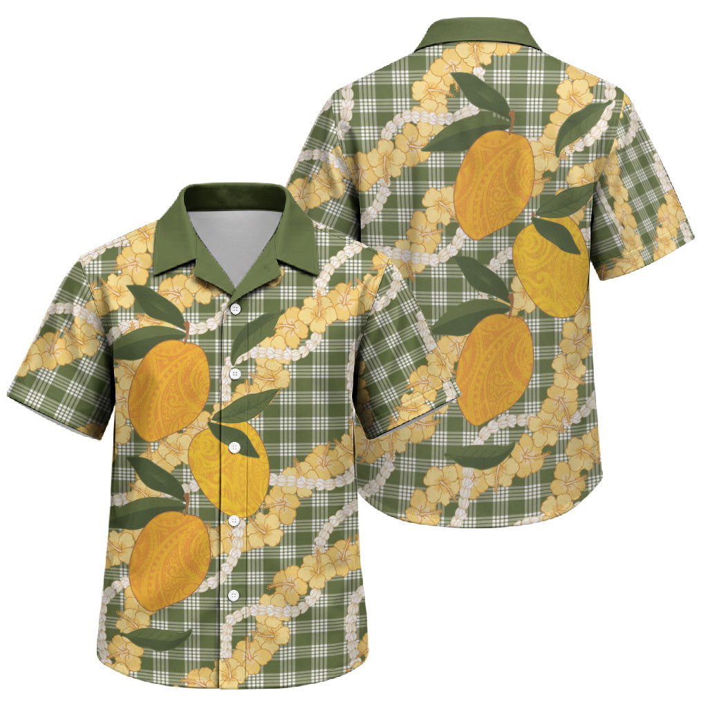 Uliuli Ahiahia Hawaiian Mango Palaka Family Matching Off Shoulder Maxi Dress and Hawaiian Shirt Aloha Hibiscus Pikake Lei