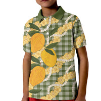 Uliuli Ahiahia Hawaiian Mango Palaka Kid Polo Shirt Aloha Hibiscus Pikake Lei