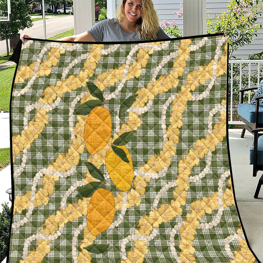 Uliuli Ahiahia Hawaiian Mango Palaka Quilt Aloha Hibiscus Pikake Lei