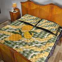 Uliuli Ahiahia Hawaiian Mango Palaka Quilt Bed Set Aloha Hibiscus Pikake Lei