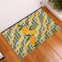 Uliuli Ahiahia Hawaiian Mango Palaka Rubber Doormat Aloha Hibiscus Pikake Lei