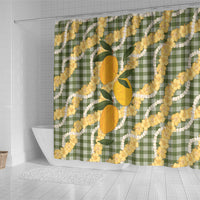 Uliuli Ahiahia Hawaiian Mango Palaka Shower Curtain Aloha Hibiscus Pikake Lei