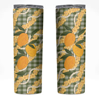 Uliuli Ahiahia Hawaiian Mango Palaka Skinny Tumbler Aloha Hibiscus Pikake Lei