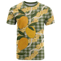 Uliuli Ahiahia Hawaiian Mango Palaka T Shirt Aloha Hibiscus Pikake Lei