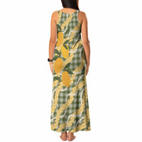 Uliuli Ahiahia Hawaiian Mango Palaka Tank Maxi Dress Aloha Hibiscus Pikake Lei