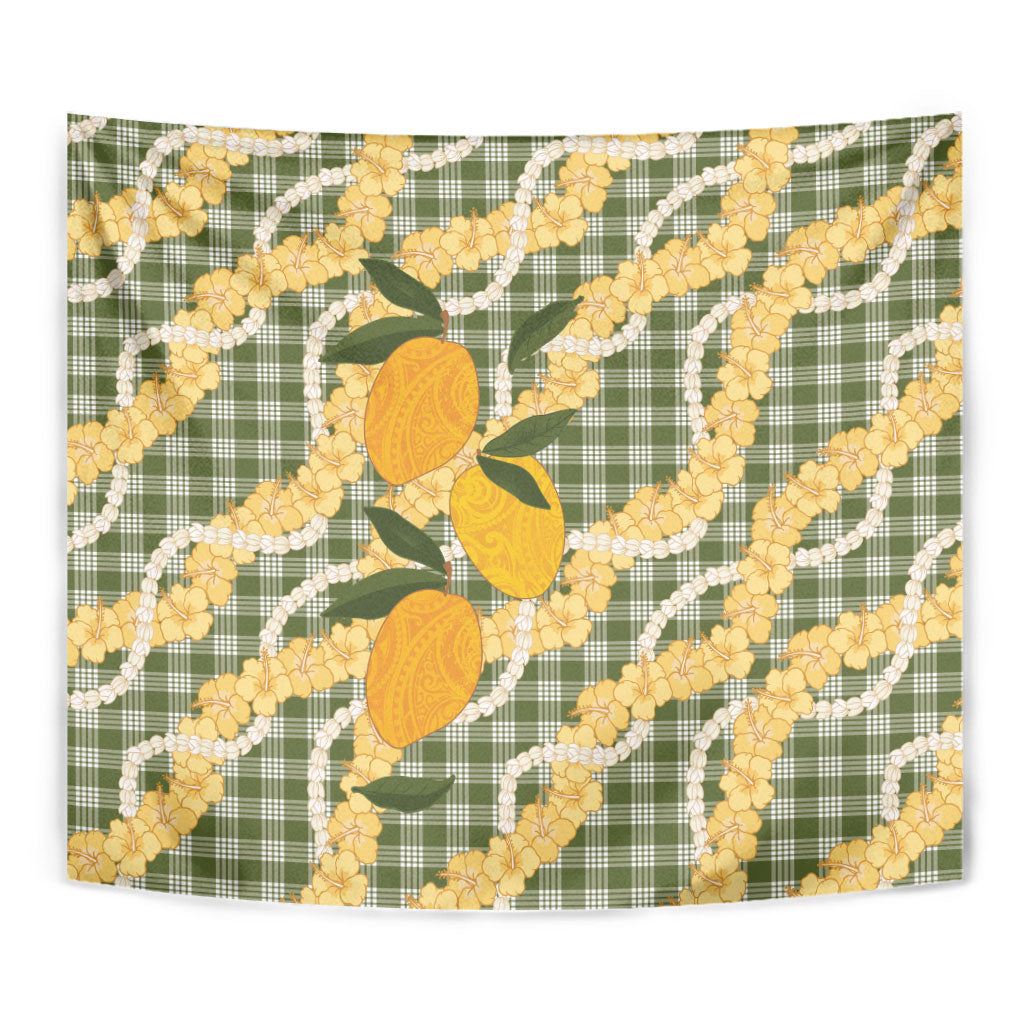 Uliuli Ahiahia Hawaiian Mango Palaka Tapestry Aloha Hibiscus Pikake Lei
