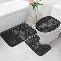 Hawaiian Mango Tribal Tattoo Bathroom Set Black White Pacific Traditional Pattern