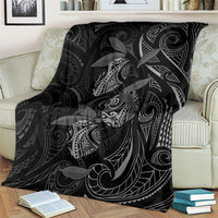 Hawaiian Mango Tribal Tattoo Blanket Black White Pacific Traditional Pattern